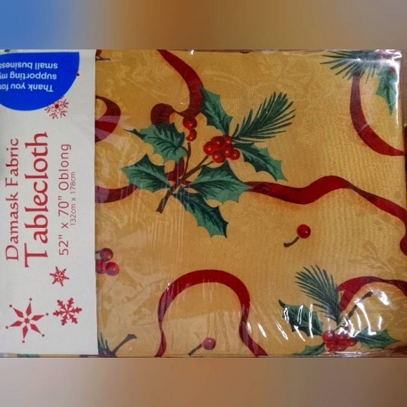 Oblong Cloth Christmas Tablecloth 70"×52" Gold - Picture 2 of 6